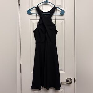 Express Black Criss Cross Halter Neck Fit & Flare Mini Dress Size 2